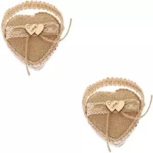 결혼식 비문 직조 플라워 걸 바구니 하트 모양 링 홀더 우아한 귀걸이 선물 상자 1개