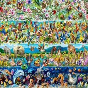 그래피니 1000피스 직소 퍼즐 동물 스크롤 가족 친구들을 위한 독특한 모양 도전 게임