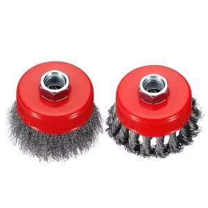 그라인더용 DTGN 와이어 휠 컵 브러시 세트 - 2개 5/8-11 Arbor 각도 탄소강 압착/노트 녹슨 페인트 연마제
