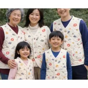 가족모임 행사 여행용 패밀리룩 어린이 아동복 제주 감귤조끼 꽃무늬조끼 누빔조끼