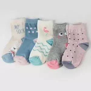5족 캐릭터양말 여아 남아 중목 면양말 유아동 귀여운 어린이양말 여자아기양