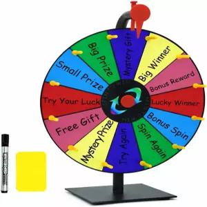 젤라부르 상금 휠 스피너 스탠드 포함 12인치 12개 슬롯 컬러 스핀 더 게임 카니발 포 트레이드 쇼 파티