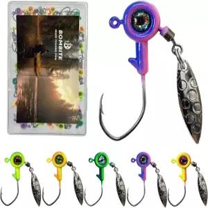 스피너가 장착된 봄바이트 크레이피 지그 팬피쉬 베이스용 1/32온스 1/16온스 1/8온스 언더스핀 헤드 40개