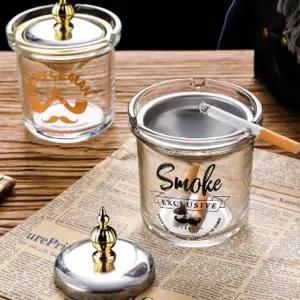 모던 강화유리 재떨이 뚜껑형 가정용 인테리어 냄새차단 업소용 소품