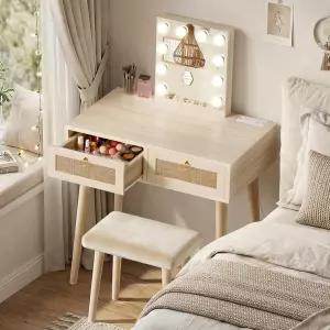 할리우드 거울과 조명이 있는 볼루오 메이크업 베니티 데스크 의자가 보호 걸스 세트 서랍과 침실용