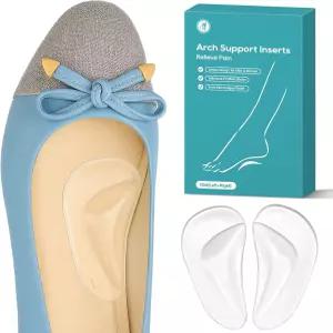 아치 지지대 삽입물 여성 하이 신발 평평한 발을 위한 젤 패드 압력 및 발 를 재사용 가능한 접착 깔창 1쌍