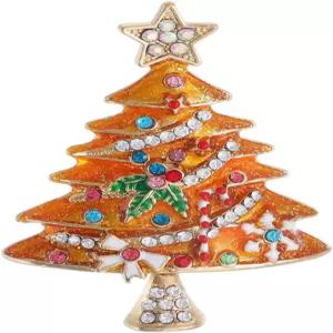 빈티지 컬러 크리스마스 트리 브로치 라펠 핀 반짝이는 라인스톤 귀여운 에나멜 우아한 의류 모자 가방