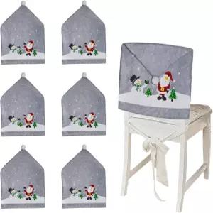 페드루 6Pc 크리스마스 의자 커버 연회 홀리데이 축제 장식용 다이닝 슬립커버 산타 모자 뒷면