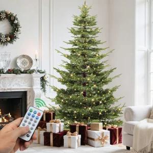 YITAHOME 7.5피트 프리라이트 아스펜 전나무 크리스마스 트리 혼합 PE 및 PVC 팁 포함 700개의 색상 변경