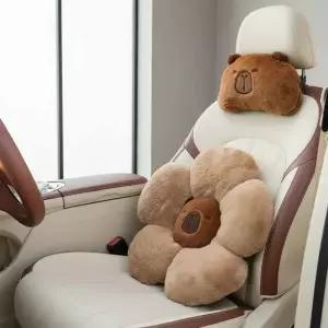 (해외) 캐릭터 헤드레스트 목베개 포근한 2024 신상 자동차 목베개 털솜 편한 차량용 허리베개