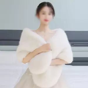 웨딩 드레스 숄 퍼 촬영 화이트 셀프웨딩드레스 웨딩케이프 결혼식 파티