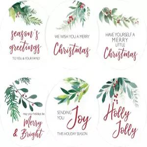 앤윌 메리 크리스마스 선물 스티커 120개 2인치 앤 브라이트 수채화 해피 홀리데이 봉투 봉인 라벨 셀프