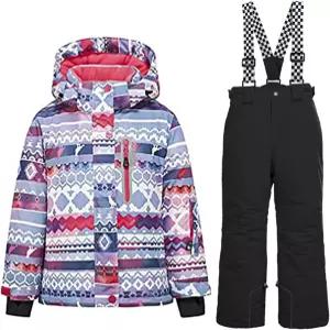 와우울러블리 걸스 두꺼운 따뜻한 스노우수트 후드 스키 재킷 바지 2종 세트 재킷과