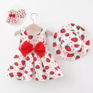 (제스트)여아동 딸기도트 나시 205763 원피스 모자세트
