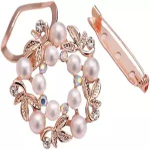 2-in-1 진주 브로치 스카프 클립 세트 - 우아한 라인스톤 플라워/웨어스 핀 여성용 코트 드레스 스카프용