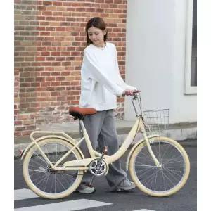 클래식 여성용 자전거 22인치 단일 속도 가벼운 나들이 학생용 바구니