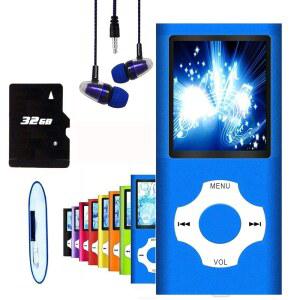 MP3 플레이어, 32GB 메모리 SD 카드 슬림 클래식 디지털 LCD 1.82인치 화면 MINI USB 포트, FM 라디오, 음성 녹음 기능 포함 Hotechs 음악 플레이어