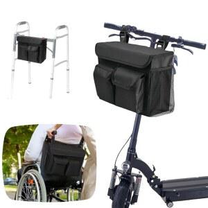 블리텔 스쿠터 가방, 전기 모빌리티 바구니 14인치 노트북 포켓과 휠체어 및 자전거용 컵 홀더 2개가 포함된 이동식 정리 파우치