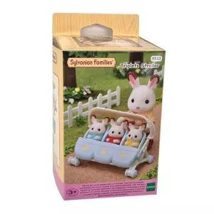 실바니안패밀리 세쌍둥이 유모차 어린이 동물 인형 피규어 장난감 선물