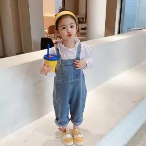 팜므 여아 아기 유아 봄 프릴 블라우스 코디 데님 멜빵바지 상하세트설날