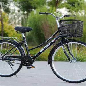시골 자전거 옛날 26인치 블랙 여성용 클래식 올드 레트로 쌀집