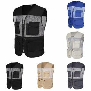 여름 얇은 메쉬 조끼 야외 스포츠 자켓 사이즈 민소매 멀티 포켓 캐주얼 작업복 캠핑 낚시