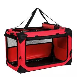 이동식 소프트 켄넬 레드 차량용 중형견 케이지 강아지 고양이 접이식 반려동물 이동장