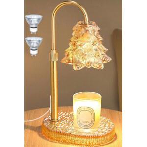 프리돕 캔들 워머 램프 하우스 선물 앰버 크리스마스 트리 램프쉐이드 유리 베이스 왁스, 타이머 디밍 조절 가능한 높이 2 전구 포함 병 캔들용 멜트