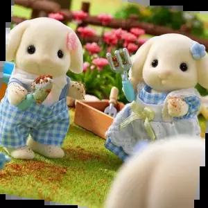 실바니안하우스 실바니안 패밀리 플로라토끼 남매의 꽃가꾸기 인형 피규어 장난감