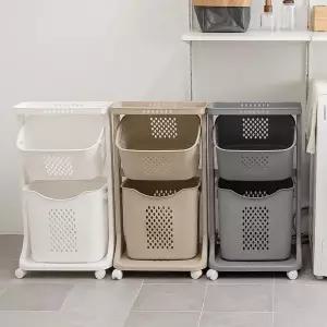 아임홈리빙 스탠다드 통기성 좋은 2단 빨래바구니