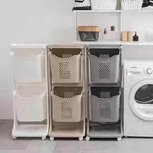 아임홈리빙 스탠다드 통기성 좋은 대용량 2단 빨래바구니