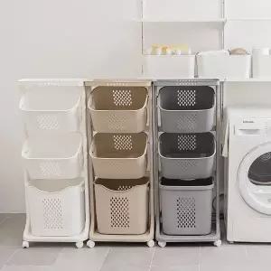 아임홈리빙 스탠다드 통기성 좋은 3단 빨래바구니