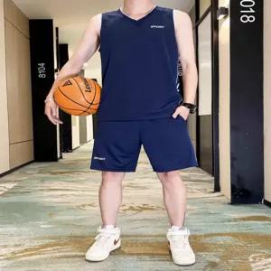 남성 농구 저지 아이스 민소매 운동 티셔츠 런닝 피트니스 세트