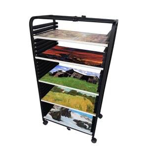 sgenee 아트 보관 랙, 캔버스 보관, 종이 보드, 아트워크, 보드 휠이 스튜디오용 있는 캐스터 갤러리, 30층용 패널, 랙 패드, 모바일 드로잉 건조