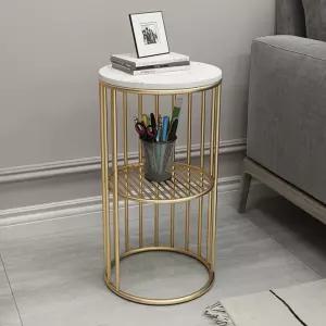 북유럽 골드라인 대리석 거실 2단 꾸미기 사이드테이블 침대보조 협탁 집