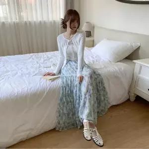 [하프클럽/]여성 SS 쿨링 꽃무늬 롱스커트