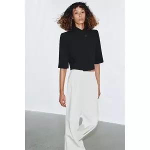 [정품] 자라 자켓 데일리 야상 아웃터 ZARA ZW 컬렉션 쇼트 슬리브 크롭 블레이저 - 블랙