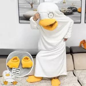 오리잠옷 대왕 파자마 코스프레 동물 홈웨어 귀여운 만화 극세사 할로윈 파자마파티 세트