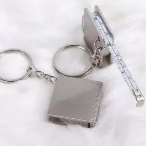 [하프클럽/]스텐 금속 줄자 열쇠고리 측정기 키체인 스틸 눈금자 실용형 수