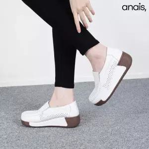 [하프클럽/]소가죽 펀칭 통굽 로퍼 5cm_26S079