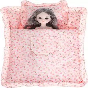 JOINPAYA 인형 침구 세트 9-11인치 피규어 플러시 귀여운 하트 체리용 미니어처 집 베개 침낭 액세서리