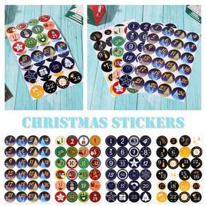 숫자스티커 메리 크리스마스 선물 스티커 강림절 달력 번호 종이 다기능 DIY 포장 라벨 장식