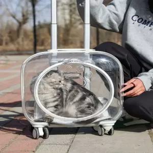 투명 고양이 캐리어 이동장 강아지 켄넬 바퀴달린 외출 여행 가방 중형견 대형견