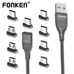 FONKEN-마그네틱 케이블 3A, USB, 마그네틱, 휴대폰 충전기, 데이터 코드, USB c타입 케이블, 마그넷 고속