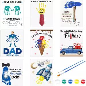 어메이징스파크 24개 아버지의 날 핸드프린트 아트 공예 DIY 키트 8.5 x 11인치 카드 만들기 가족 활동을
