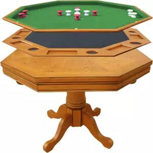 해서웨이 킹스턴 3 in 1 옥타곤 포커 테이블 게임룸용 다이닝 범퍼 풀 - 내구성 강한 원목 튼튼한 다리
