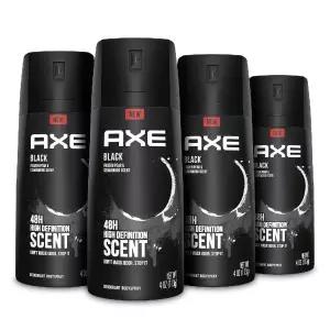 AXE 블랙 남성용 바디 스프레이 데오도란트 4온스(4팩)