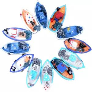 할로럭 4개 미니어처 인형의 집 보트 바다 낚시 지중해 장식 해변 요정 정원 마이크로 조경 액세서리 랜덤