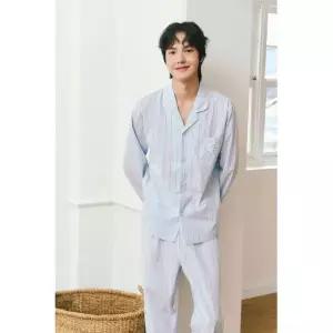 [하프클럽/솔브]솔브(정상) 커플잠옷 선염 50수 블루 체크 남성 파자마 SPA2605M_A