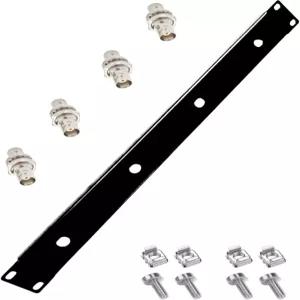 무선 수신기가 장착된 BNC 안테나용 벌크헤드 어댑터 4개(4포트)가 있는 RymKawa 랙 패널 표준 19인치